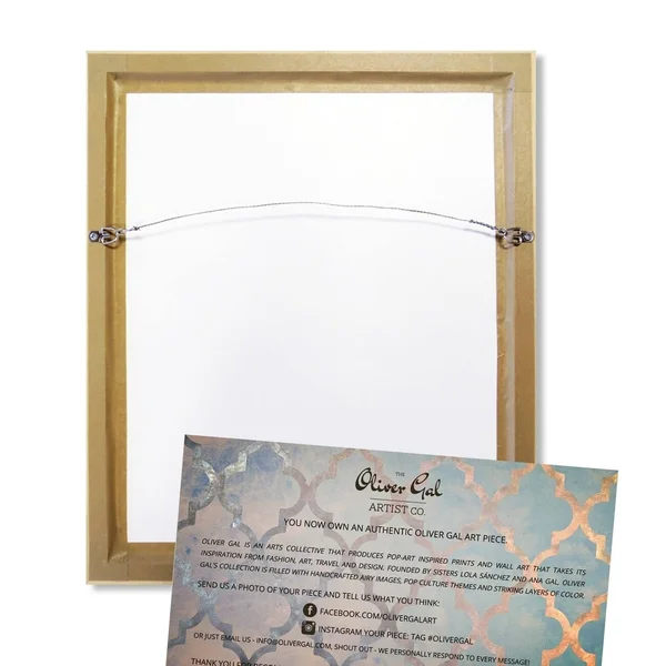 Oliver Gal Abstract Wall Art Framed Canvas Prints 'Night and Day' Paint - Gold - Gold - 45 x 30