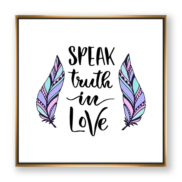 Designart &Spreak Truth in Love Tribal Feathers I& Modern & Contemporary Framed Canvas Wall Art Print - 30 in. Wide x 30 in.