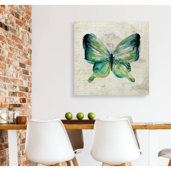 Wexford Home Butterfly Sketch II -Gallery Wrapped Canvas - Yellow - Blue, Green, Red, Black, White 16x16, Size: 16 x 16