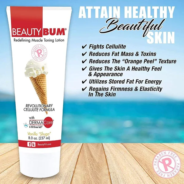 BeautyBum Toning Lotion Vanilla Shuga - 8 oz Cream - BeautyFit