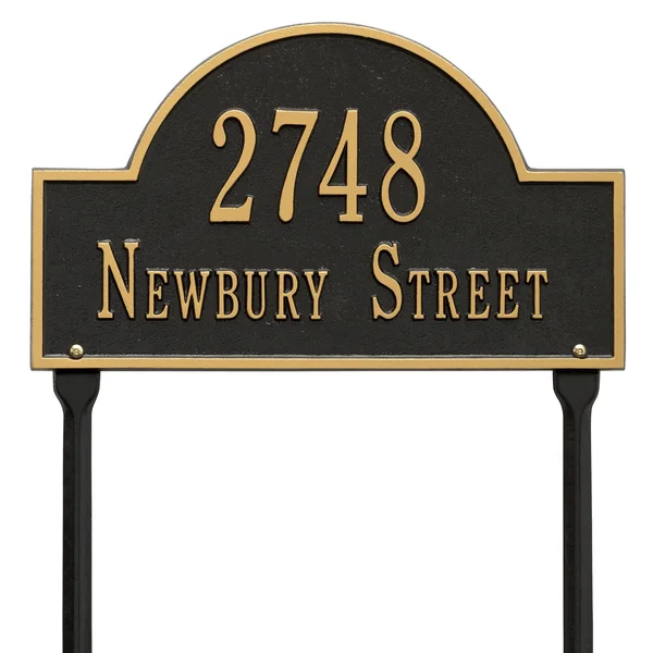 Whitehall Arch Marker - Standard Lawn - Two Line in Black & Silver