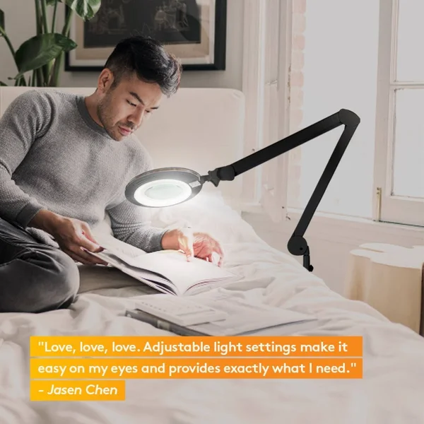 Brightech LightView Pro LED Magnifying Glass Floor Lamp - 5 Diopter Lens - 6 Wheel Rolling Base Reading Magnifier Light with Goo