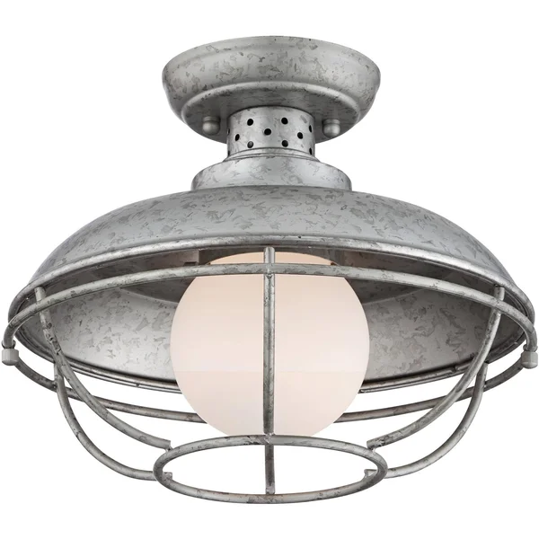 Franklin Park Rustic Farmhouse Outdoor Ceiling Light Galvanized Steel Cage 12x22 W