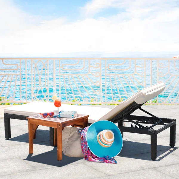 Gymax Patio Cushioned Rattan Lounge Chair Chaise Couch w/ Adjustable Height Outdoor