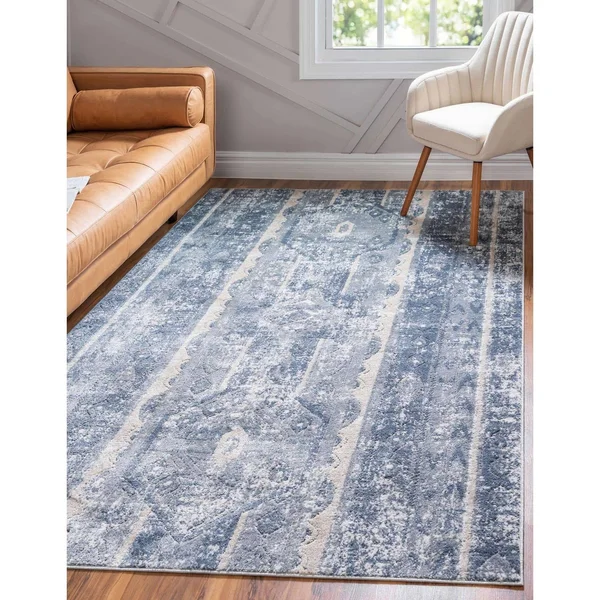 Porch & den Regatta Distressed Geometric Stripe Area Rug - 6& x 9& - Blue
