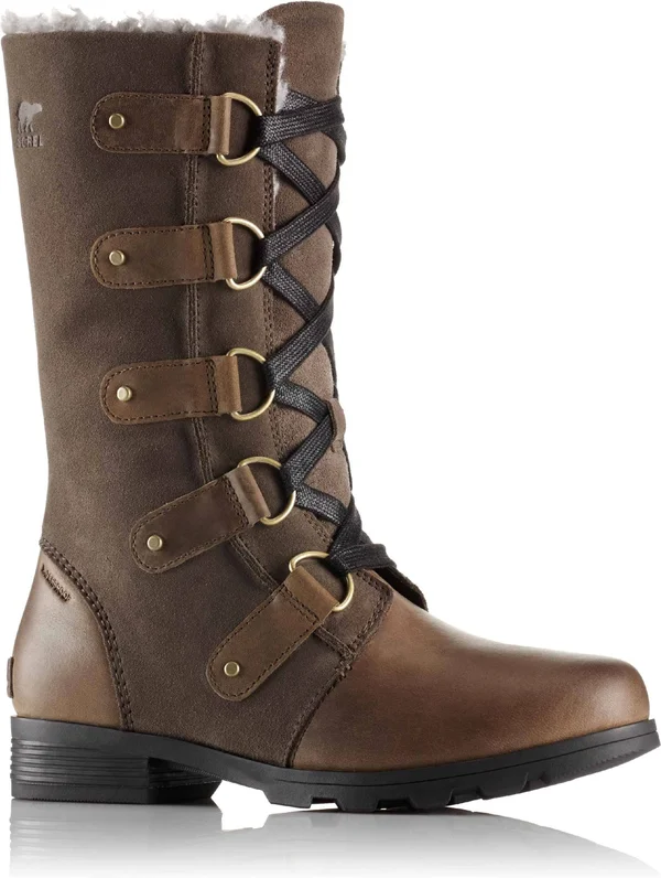 Sorel Women's Emelie Lace-Up Waterproof Boots - Major/Black Waterproof Leather/Suede, 7.5