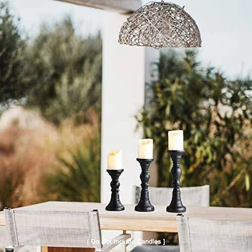 Sunface Resin Pillar Candle Holders Set of 3-7.9