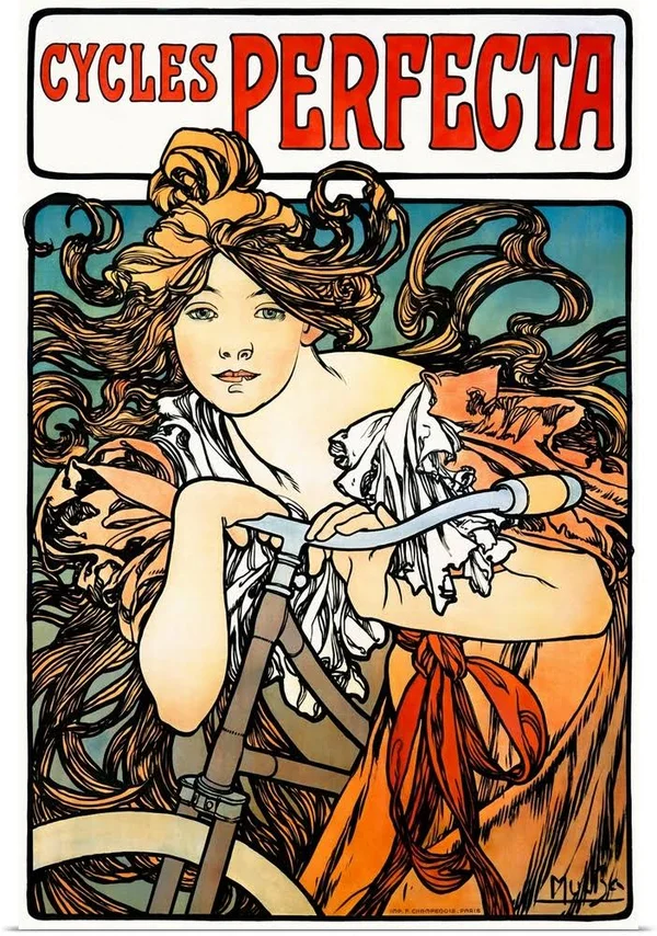Cycles Perfecta - Vintage Poster, by Alphonse Mucha, Poster Print, 32x48, Great Big Canvas