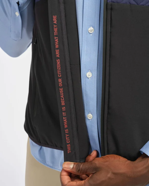 Men's Rhone Midtown Quilted Yoke Vest - Size Large - Black