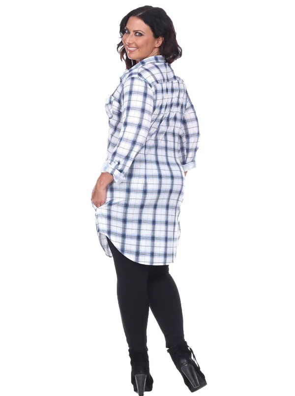White Mark Plus Piper Stretchy Plaid Tunic - 1x, Burgundy B