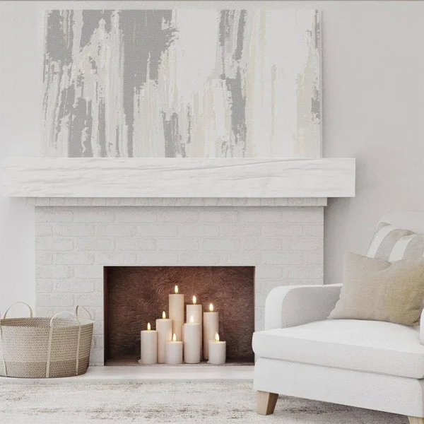 Ekena Millwork MANURW06X08X48UN 6x22H x 8x22D x 48x22W Riverwood Faux Wood Fireplace Mantel - Factory Prepped, Ready for Paint