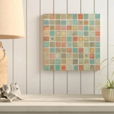&Sea Glass Mosaic& Acrylic Painting Print on Wrapped Canvas Ebern Designs Size: 35x22 H x 35x22 W x 2x22 D