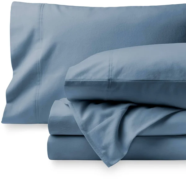 Bare Home Velvety Soft 100% Cotton Flannel Sheet Set Deep Pocket - Full - Coronet Blue