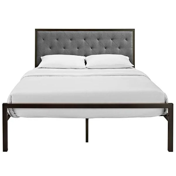 White Mia Queen Vinyl Bed