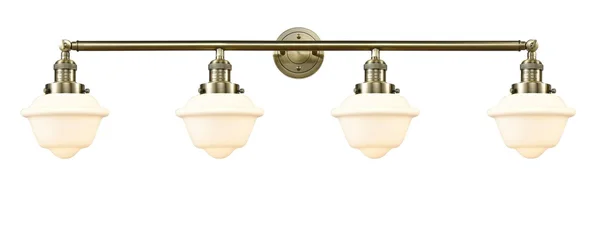215-AB-G531-LED 4-Light 46x22 Oxford Antique Brass Bath Vanity Light - Matte White Cased Small Oxford Glass - Dimmable Bulbs Inc