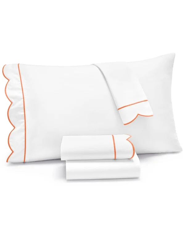 Martha Stewart Collection Signature Scallop 4-pc. California King Sheet Set, 400 Thread Count 100% Cotton Percale, Created for M