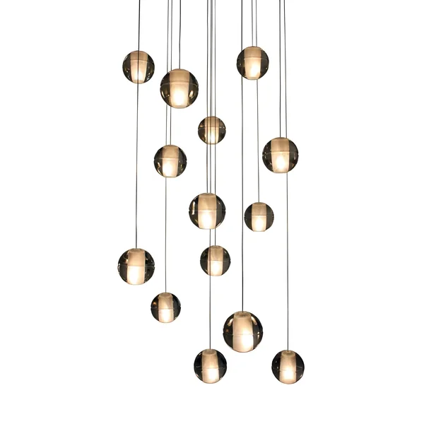 Orion 14 Light Floating Glass Globe LED Chandelier, Oil Rubbed Bronze