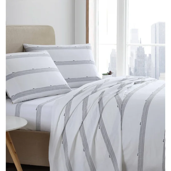 Ed Ellen DeGeneres Star Grid Queen Sheet Set - Medium Gray