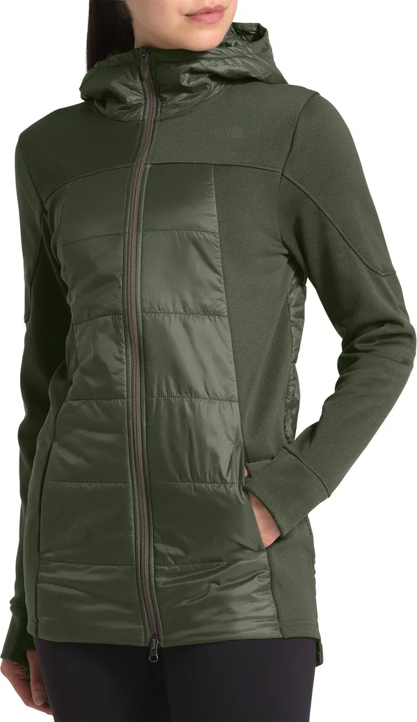 The North Face Women's Motivation Hybrid Long Jacket in New Taupe Green - New Taupe Green Heather - Size: Large