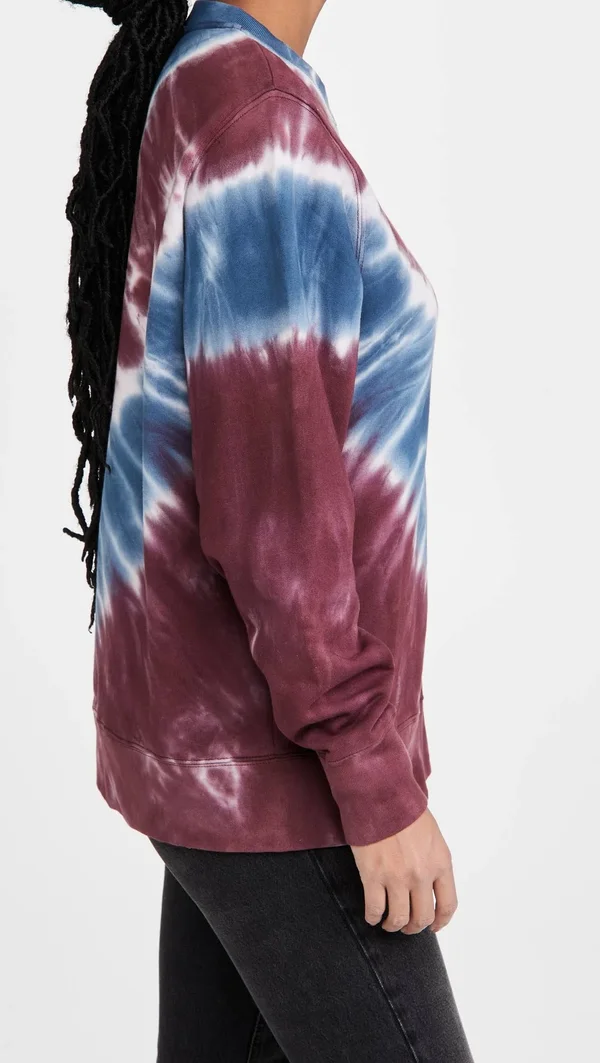 Tory Sport Tie Dye French Terry Crew Cotton Pink/Tory Navy Tie Dye XL