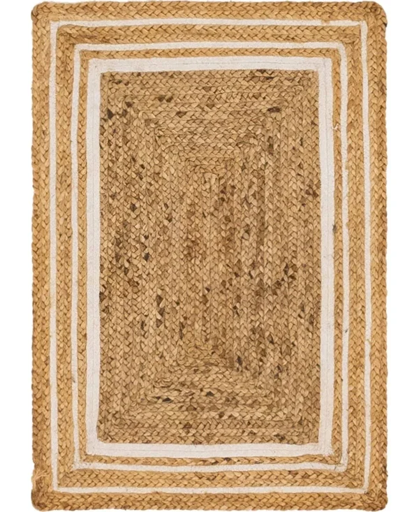 Unique Loom Gujarat Braided Jute Rug - Natural/Ivory (2& 0 x 3& 0)