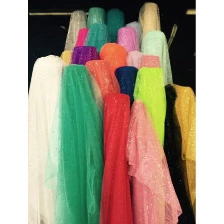 Tablecloth Market 60 inch Wide Glitter Mesh Sequins Tulle Fabric by Yard Craft Decoration Wedding - (Color: White - Yards: 75 Yar