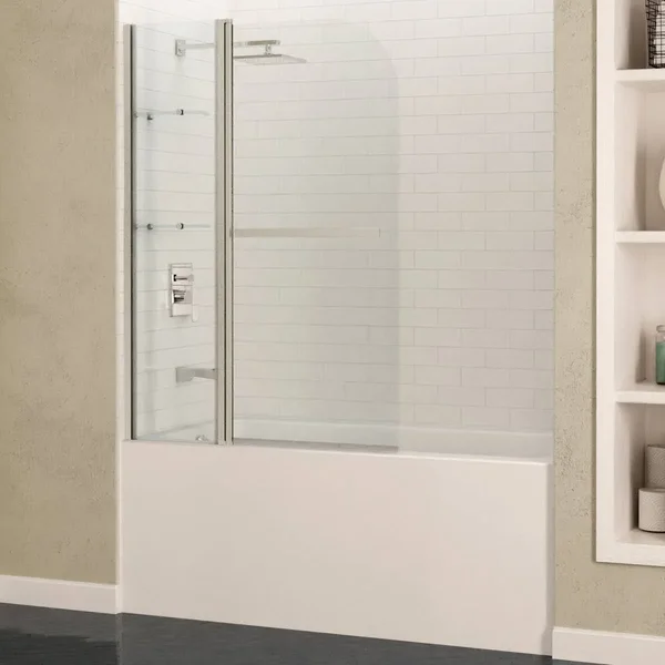 Galleon 48 in. x 58 in. Frameless Tub Door with Tsunami Guard in Brushed Nickel - Anzzi - SD-AZ054-01BN
