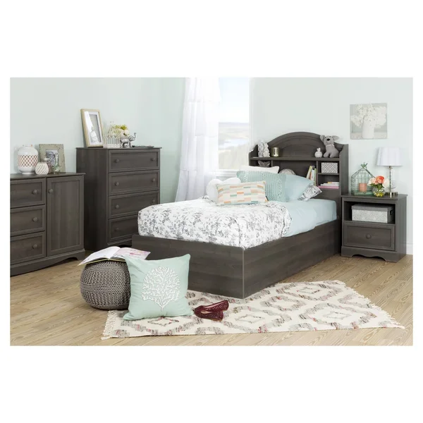 South Shore Savannah 1-Drawer Nightstand Gray Maple