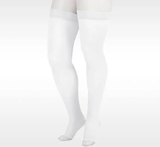 Juzo Soft 15-20 mmHg Open Toe Thigh High w/ Silicone Top Band, IV, Regular, Navy