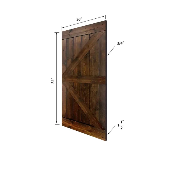 Akicon DZ Series 72 in. x 84 in. 12-Panel Dark Brown Painted Wood Sliding Door with Installation Hardware Kit