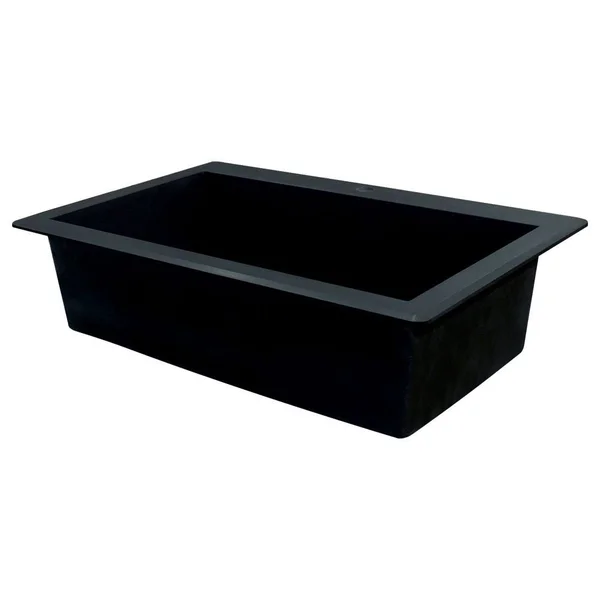Transolid Radius Drop-In Granite 33 in. 4-Hole Single Bowl Kitchen Sink in Black