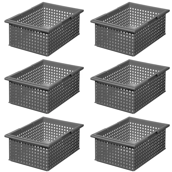 Like-it Stacking Plastic Storage Organizer Basket Tote - Gray (6 Pack)