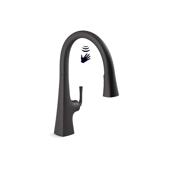 Kohler K-22068-BL Graze Touchless Pull-Down Kitchen Sink Faucet in Matte Black