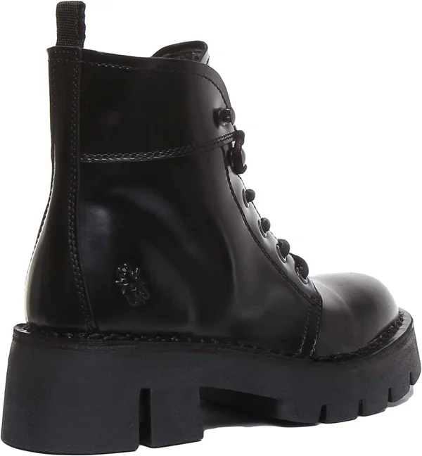 Fly London Black Lace-Up Ankle Boots - Overcube