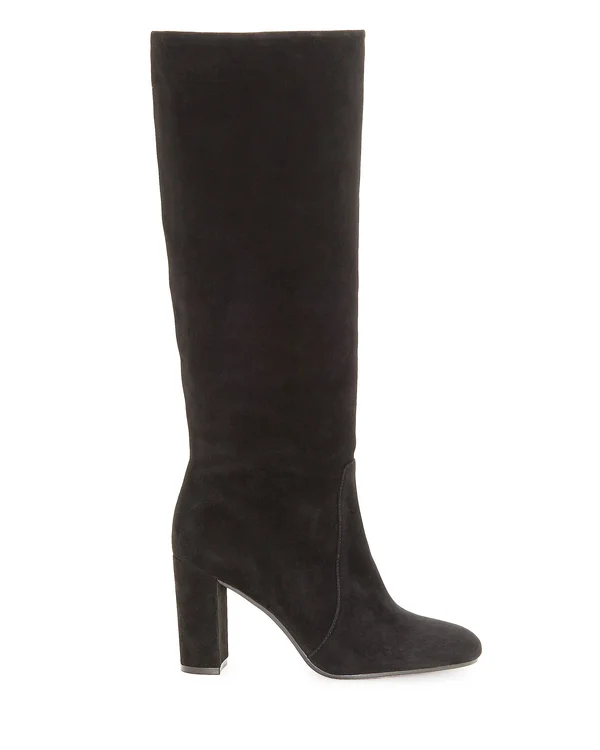 Vince Camuto Womens Sessily Slouchy Chunky Heel Suede Boot Black (7.5 - Black)