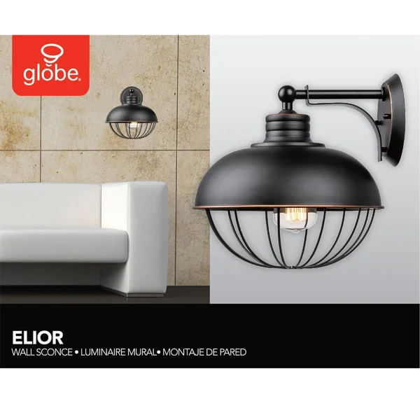 Globe Electric Elior 1-Light Oil Rubbed Bronze Caged Wall Sconce - 65413