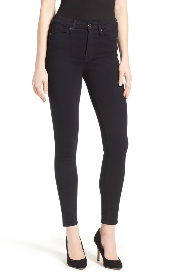 Women's Good American Good Waist High Rise Skinny Jeans - Size 00 - Black
