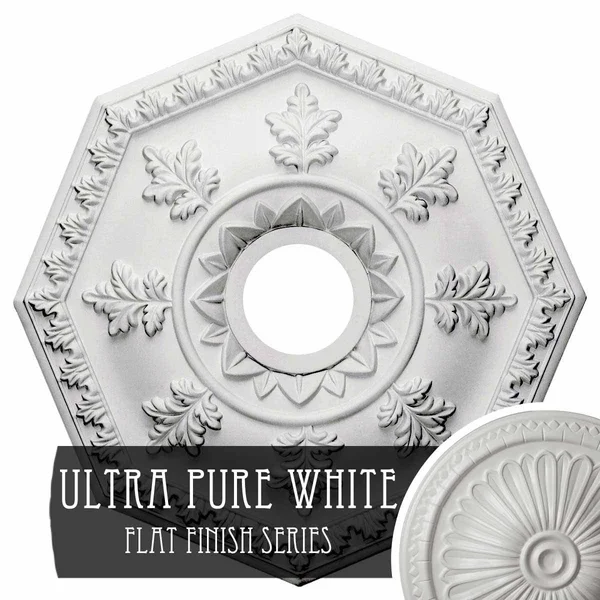 18x22OD x 3 1/2x22ID x 1 1/2x22P Nottingham Ceiling Medallion (Fits Canopies Up to 4 5/8x22) - Hand-Painted Ultra Pure White