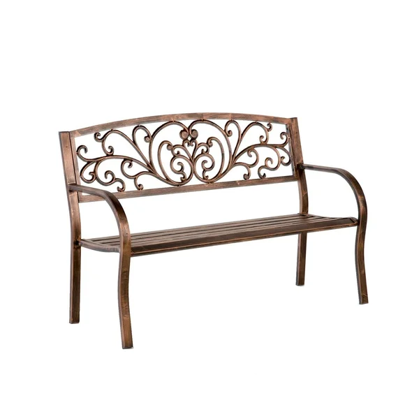 Evergreen 50 in. Blooming Metal Outdoor Garden Bench