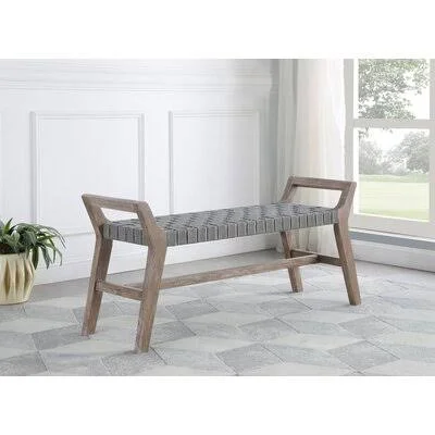 Faux Leather Bench Dakota Fields Color: Gray/Washed Driftwood