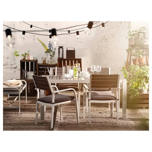 IKEA - SJ腖LAND Table and 4 Armchairs - Outdoor, SJ腖LAND Dark gray/Fr鰏鰊/Duvholmen Dark Gray, 61 1/4x35 1/4