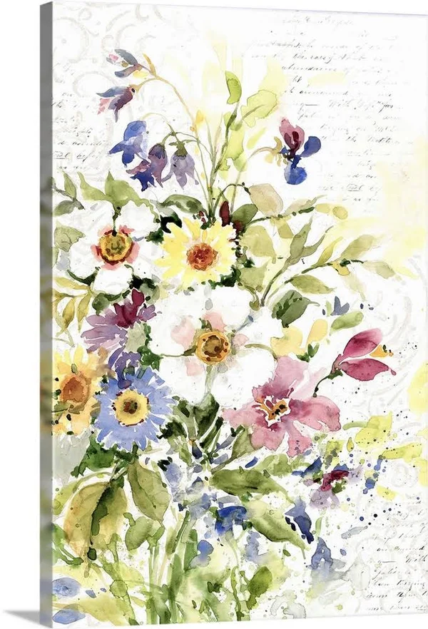 Watercolor Flowers, Canvas Wall Art, 24x36, Great Big Canvas