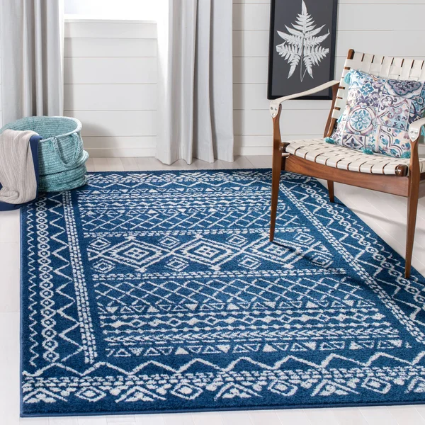 Safavieh 5&3x22 x 7&6x22 Navy/Ivory Tulum TUL-268 Area Rug