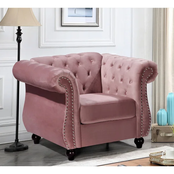 Kemos Classy Velvet Chesterfield Armchair - Green