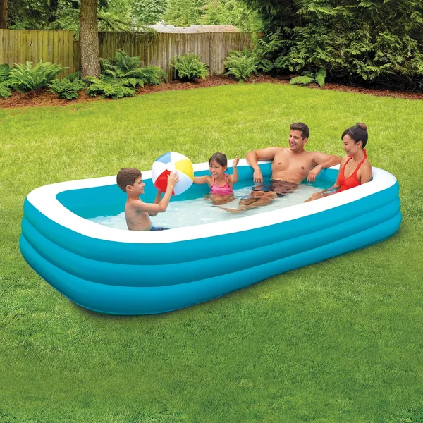 Play Day 10 Foot Rectangular Inflatable Family Pool