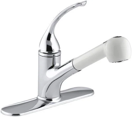 KOHLER K-15160-LA-CP Coralais Single-Control Pullout Spray Kitchen Sink Faucet - Polished Chrome
