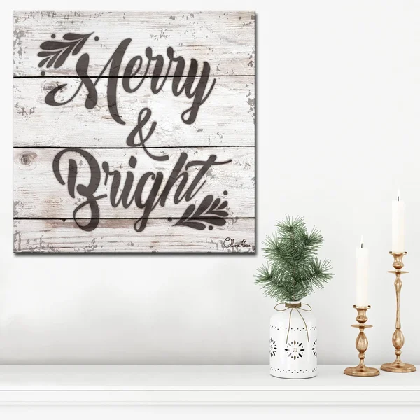 Brown and Gray Merry Christmas Wrapped Square Wall Art Decor 12x22 x 12x22