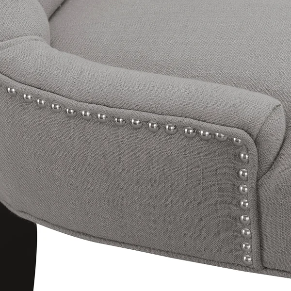 Upholstered Button Tufted Dining Chair in Warm Gray