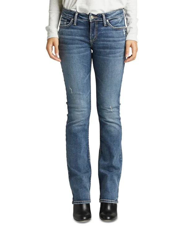 Silver Jeans Co. Women's Elyse Curvy Mid Rise Slim Fit Bootcut Jean