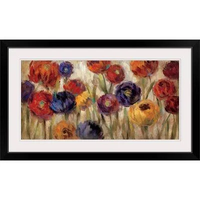&Asters and Mums& Silvia Vassileva Painting Print Red Barrel Studio Format: Black Framed, Size: 26x22 H x 44x22 W x 1x22 D